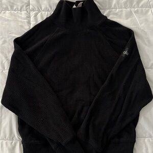ALO Yoga Black Waffle Knit Long Sleeve
